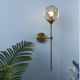 Lámpara de pared de cristal para decoración del hogar, luz Led dorada nórdica moderna para cocina, baño, espejo de tocador, iluminación interior, luminaria E14
