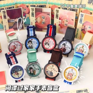 100% genuino Spy × familia reloj periférico Anya reloj caja ciega figura Anime Kawaii estudiante reloj caja sorpresa regalos de cumpleaños