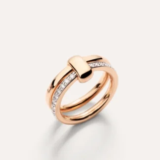 Anillo de circón de doble aro para mujer, anillo de cobre chapado en oro rosa, regalo de joyería de moda, nuevo y elegante