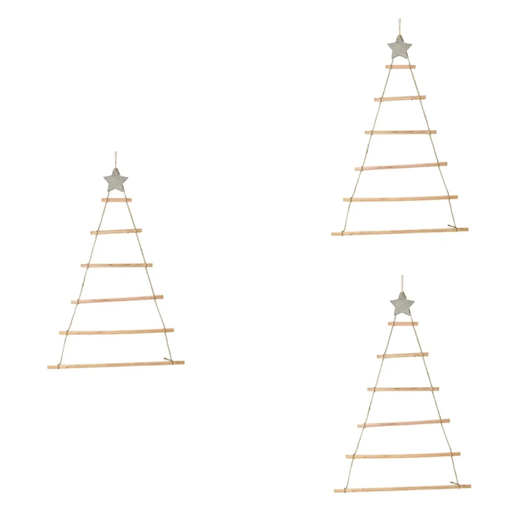 Árbol de Navidad de madera para colgar en la pared, decoración de Año Nuevo, adornos para el hogar, Color madera, bricolaje, 3X