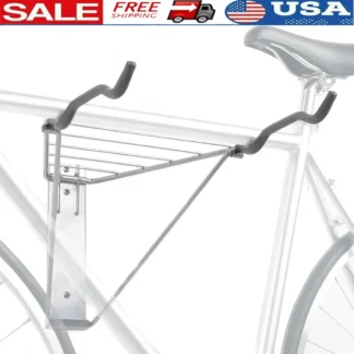 Soporte plegable para bicicletas, soporte de pared para garaje, 2 bicicletas, incluye estante de almacenamiento y ganchos para accesorios, ahorro de espacio de construcción de acero duradero