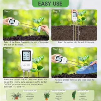 Medidor de humedad del suelo sensible 3 en 1, medidor de humedad de plantas Digital para temperatura/humedad del suelo/medidor de PH, medidor de prueba del suelo
