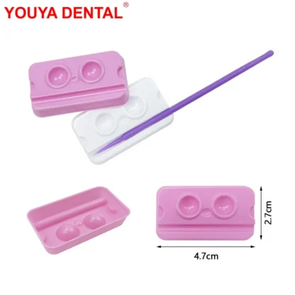 100 unids/bolsa mezcla Dental bien para unir bandejas adhesivas compuestas 2 agujeros desechables mezcla de pozos plato Material de odontología