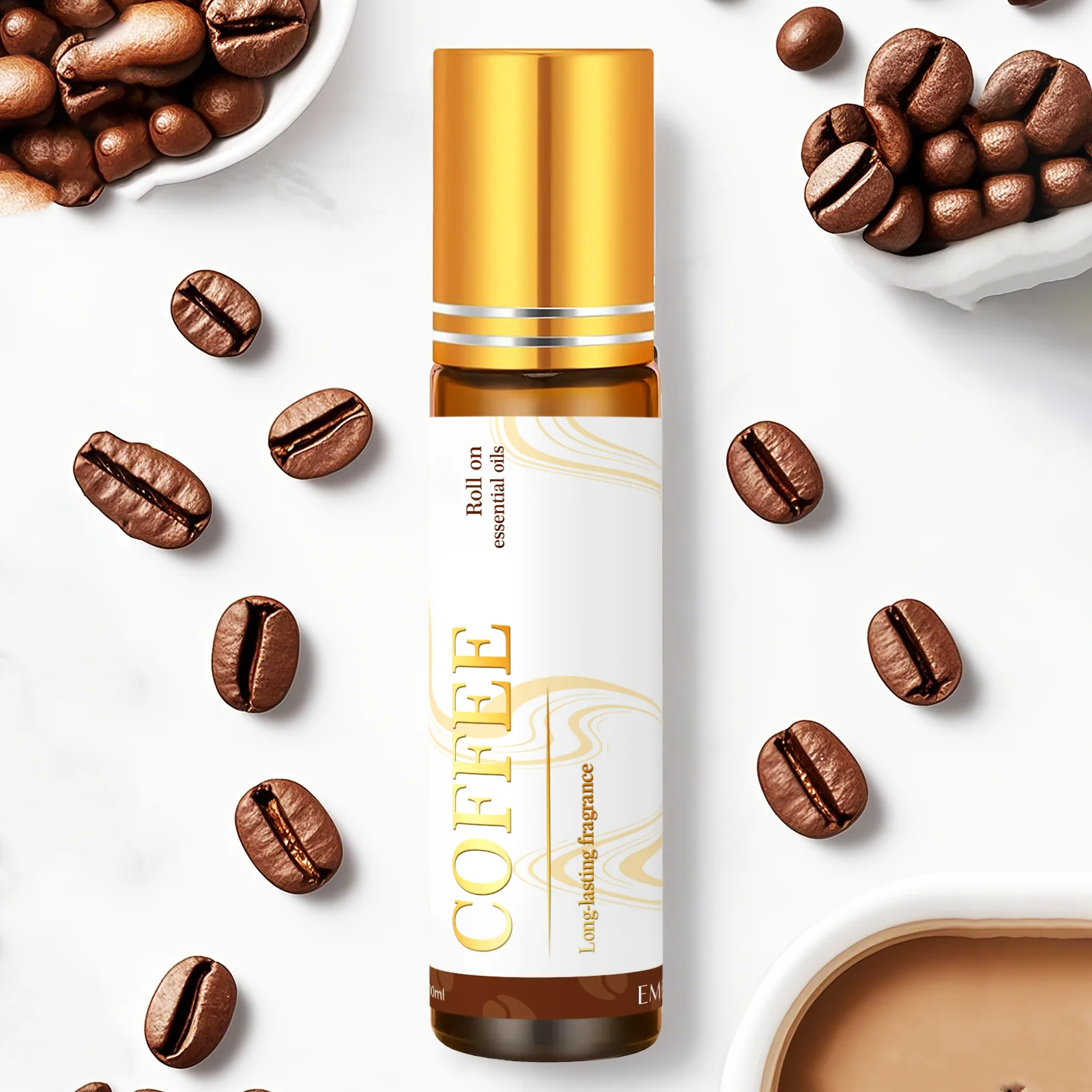 Aceite esencial de café Roll-On, 10 ml - Aromaterapia energizante para enfoque y aleridad - Aroma rico en asado, regalos de tamaño de viaje