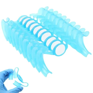 Retractor de mejillas dentales, abridor de boca en forma de M, Autoclavable con espejo para blanquear los dientes, boquilla, herramientas de dentista (10 piezas azul)