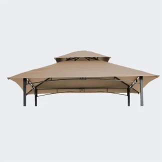 Toldo de repuesto para cenador de parrilla de 8x5 pies, cubierta superior para techo de tienda de barbacoa de doble nivel, color beige