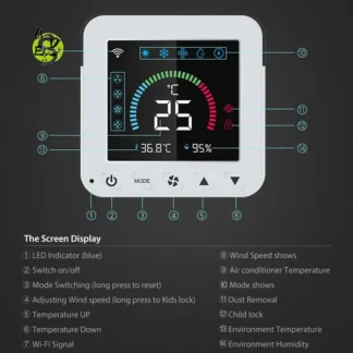 Termostato inteligente AED7-Tuya Smart Life, nuevo termostato Wifi, Sensor de humedad DC5V, controlador de pantalla táctil LCD