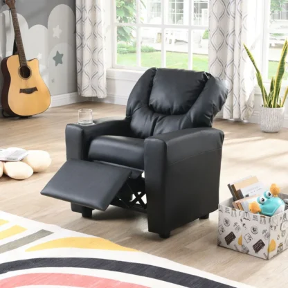 Sofá tapizado, sillón reclinable infantil de lujo con portavasos para refrigerios y bebidas, duradero y fácil de montar