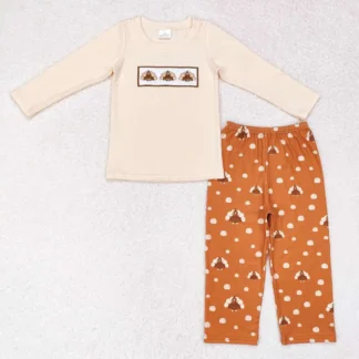 Conjunto de ropa de pavo para niños pequeños, conjunto de manga larga, pantalones marrones, ropa de Acción de Gracias, Boutique, venta al por mayor, novedad