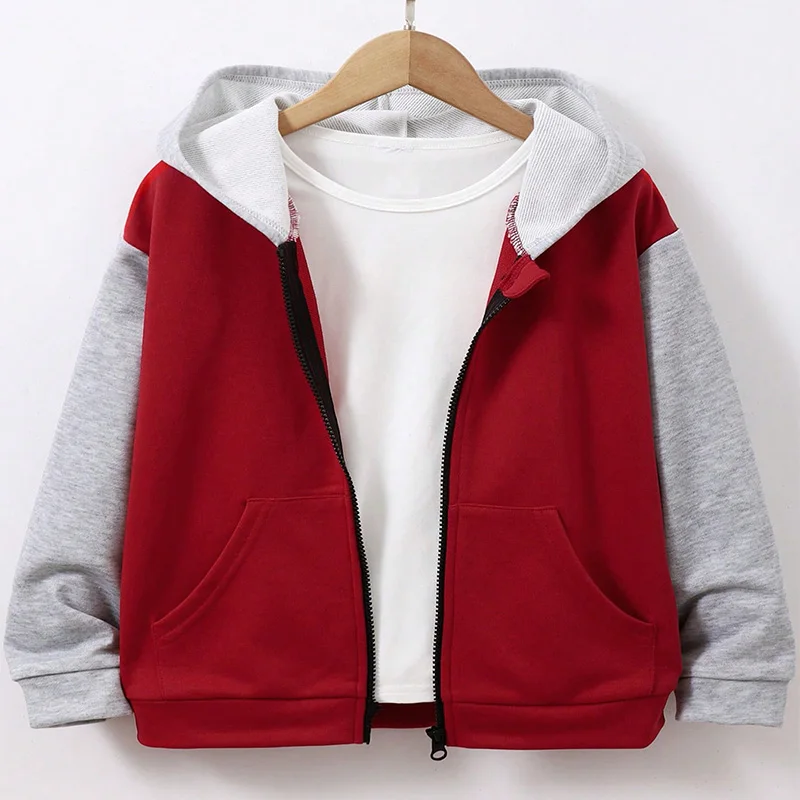 Sudadera con capucha con cremallera para niños, abrigo de Color frío y cálido, ropa de fiesta de cumpleaños, ocio diario, Otoño e Invierno