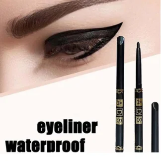 Lápiz de maquillaje para ojos, delineador de ojos con rotación automática, color café negro, definición duradera a prueba de manchas para ojos
