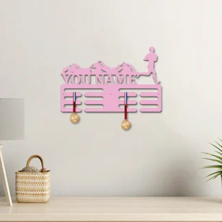 Ganchos para llavero de Metal con texto personalizado, bonito corredor para ejercicio, arte de estaño, colgador de Metal para sala de gimnasio, 1 ud.