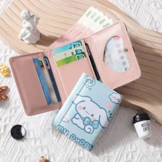 Cartera de dibujos animados para mujer, monedero de Pu con ranura para tarjeta de crédito, almacenamiento de tarjetas de identificación, Sanrio, Kuromi, Pochacco, Cinnamoroll, regalo