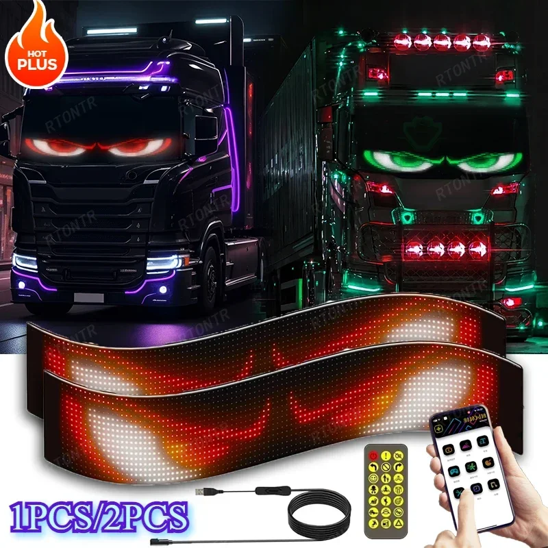 Ojos Led para camión, ojos de demonio, aplicación de coche, Panel de píxeles de matriz LED, 1/2 Uds., pantalla LED Flexible programable DIY, accesorios para coche y camión