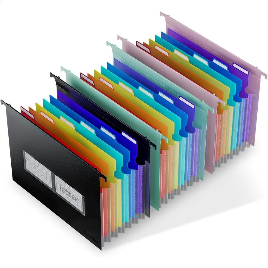 Carpetas de archivos colgantes expandibles de plástico 7 innovadores 1,2 bolsillos de acordeón pestañas multicolores de gran capacidad tamaño carta para archivar