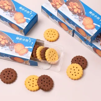 Goma de borrar para galletas, 1 caja de papelería Kawaii, creativa, para pan, patatas fritas, material escolar, novedad