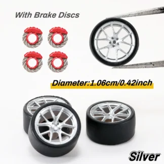 Kicarmod 1/64 modelo de coche fundido a presión ruedas de resina de impresión 3D con llantas de disco de freno de neumático de goma piezas de reacondicionamiento para Hot Wheels Tomica