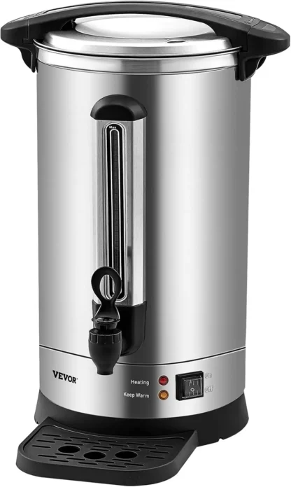 Urna de café comercial, dispensador de café grande de acero inoxidable de 65 tazas/9.75L, urna de cafetera eléctrica de 1500W 110V para un rápido,