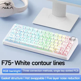 Teclado F75 AULA, Teclado mecánico inalámbrico Bluetooth, diseño 75%, estructura de junta de perfil OEM, teclado para juegos personalizado RGB