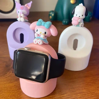 Sanrios Kuromi My Melody Pochacco soporte de cargador de silicona para Iwatch 8/7/6/se/5/4/3/2 estuche de carga estación de carga Iwatch