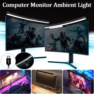 Monitor de ordenador, luz ambiental, PC, fondo RGB, lámpara de escritorio de oficina, pantalla de atenuación USB, luces colgantes, pantalla curva, barra de luz de juego
