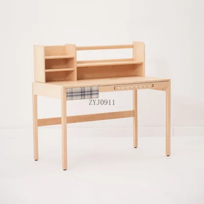 * Escritorio de escuela primaria de aprendizaje para niños, juego de mesa y sillas de madera maciza, escritorio de arce para el hogar