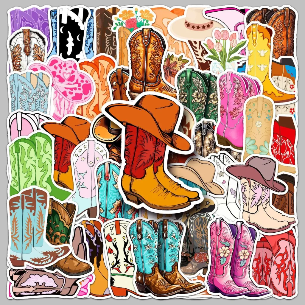 Pegatinas de dibujos animados para botas de vaquero, calcomanía impermeable con decoración de grafiti colorido para monopatín, portátil, equipaje, funda de teléfono, 10/30/50 piezas