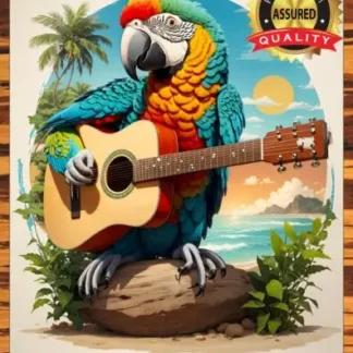 Jimmy Buffett-cabezas de loro-Art To Be Signed By Artist-letrero de Metal