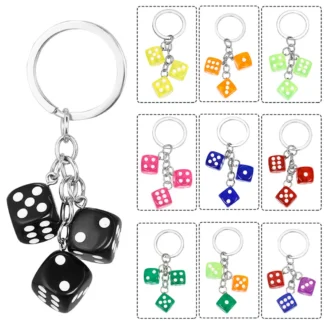 Llavero con colgante de dados creativo para mujeres y hombres, llavero divertido, llavero de coche, bolso de moda, accesorios de regalo
