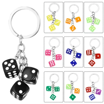 Llavero con colgante de dados creativo para mujeres y hombres, llavero divertido, llavero de coche, bolso de moda, accesorios de regalo