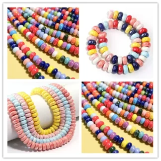 30 Uds. De cuentas de cerámica hechas a mano de 5x8mm, forma de rueda, diseño Cordial, accesorios para pendientes para hacer joyería DIY, accesorios y componentes