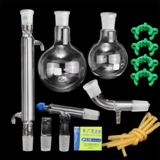 Dispositivo de destilación de vidrio de 500 ml, juego de cristalería de laboratorio químico, 12 piezas