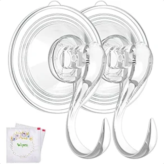 Colgador de coronas con ventosa grande, ganchos para coronas con toallitas, resistente, capacidad de 22 libras, extraíble y reutilizable, transparente, 2 uds.