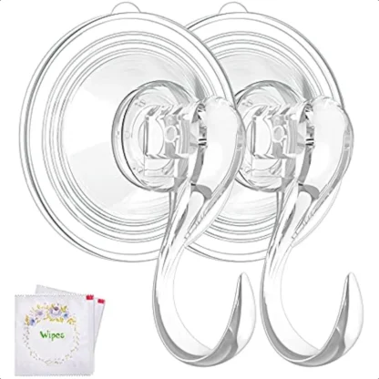 Colgador de coronas con ventosa grande, ganchos para coronas con toallitas, resistente, capacidad de 22 libras, extraíble y reutilizable, transparente, 2 uds.