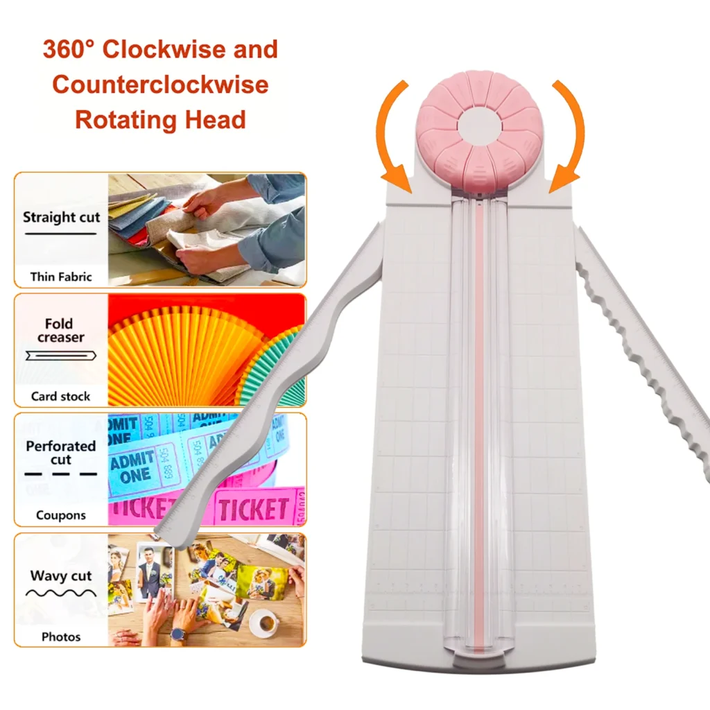 Cortador de encaje para papel ancho A5/A4/A3 con 2 reglas plegables extendidas, cortador de papel artesanal con bordes ondulados de 12 estilos con medidas