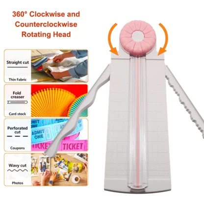 Cortador de encaje para papel ancho A5/A4/A3 con 2 reglas plegables extendidas, cortador de papel artesanal con bordes ondulados de 12 estilos con medidas