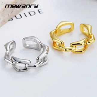 Mewanry-Anillos geométricos huecos de Color plateado para mujer y parejas, moda creativa, personalidad, Simple, elegante, regalos de joyería de cumpleaños