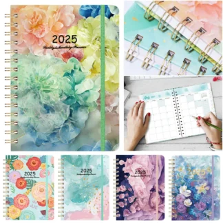 Planificador diario A5 2025 con pestañas mensuales Planificador semanal Cuaderno Calendario Planificador para oficina Escuela