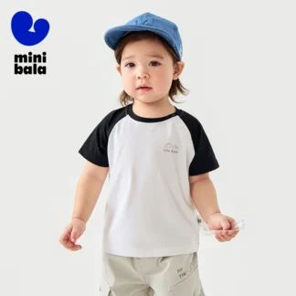 Mini Bala Camiseta de manga corta para niños y niñas, protección solar de verano, Top de secado rápido de algodón antibacteriano con sensación fresca