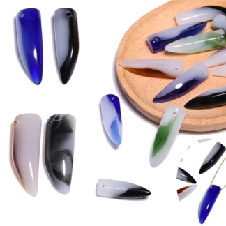 10 Uds. De abalorios de cuentas de Murano con forma de marfil de colores mezclados, preciosos colgantes sueltos para fabricación de joyería, collar elegante DIY de 38,5x10mm