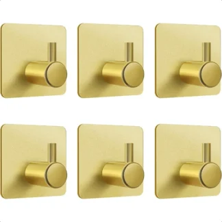 Ganchos adhesivos dorados, ganchos de pared resistentes, ganchos de aluminio impermeables para colgar abrigo, sombrero, toalla, bata, llave, ropa, toalla, gancho de pared