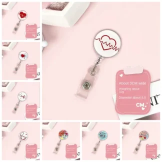 Hebilla fácil de tirar, carrete de insignia retráctil para enfermera, Clips para tarjetas de identificación de enfermera a la moda, accesorios bonitos para tarjetas de identificación