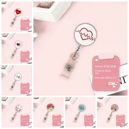 Hebilla fácil de tirar, carrete de insignia retráctil para enfermera, Clips para tarjetas de identificación de enfermera a la moda, accesorios bonitos para tarjetas de identificación