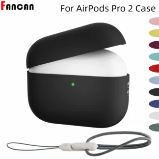 Funda de silicona con cordón para Airpods 4, Funda para auriculares de Color liso para Apple Air Pod Pro 2 Generation Pro 2, novedad de 2024