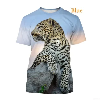 Camiseta para hombre y mujer, camisas informales, camisetas holgadas divertidas, nueva moda, estampado 3D de leopardo Animal