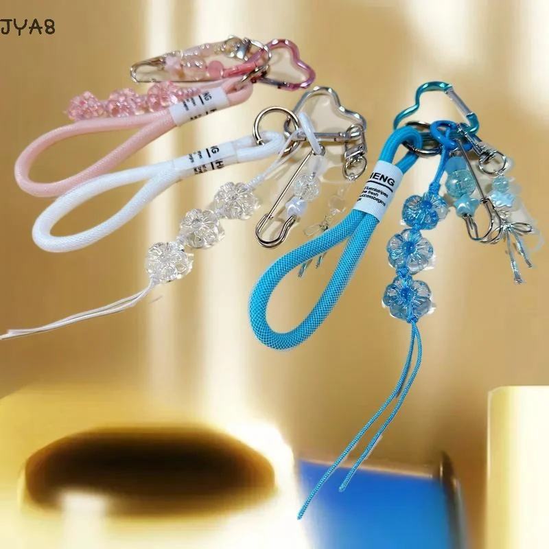 Pieza elegante cuerda roscada de color arcoíris llavero de cinco flores Diamante encanto para teléfono móvil detalles de bolsa MIU.