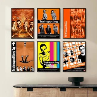 Trainspotting-Póster de película clásica, arte autoadhesivo, pegatina de papel impermeable, decoración de pared de habitación, cafetería, Bar