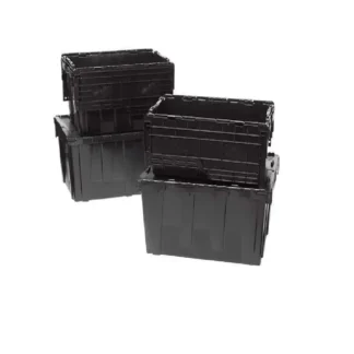 Recipiente con tapa adjunta, 20,19 gal, 23 7/8 pulgadas de largo, 19 5/8 pulgadas de ancho, 12 5/8 pulgadas de alto, negro, plástico