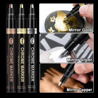 Rotulador de galvanoplastia de espejo de 3 colores, modelo de cobre dorado y plateado, bolígrafo de cromo líquido para reparación de juguetes, bolígrafo de pintura de Metal reflectante para bricolaje, 1 unidad