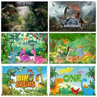 Fondo de cumpleaños de dinosaurio, cartel de feliz cumpleaños con tema de dinosaurio Jurásico, fondos para fiesta de cumpleaños de jungla, cumpleaños para niños
